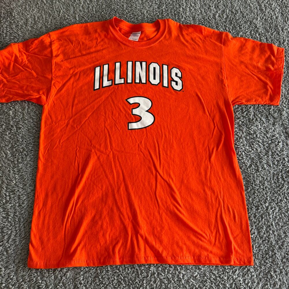 NWOT NCAA Illinois Fighting Illini Gildan Orange 100% Cotton T-Shirt #3 Men's XL